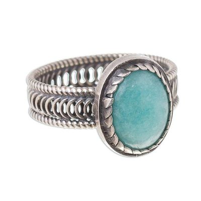 Alternate image for Oval Amazonite Cocktail Ring from Peru Oval of Power