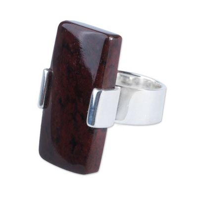Alternate image for Modern Obsidian and Silver Cocktail Ring Chocolate Hug