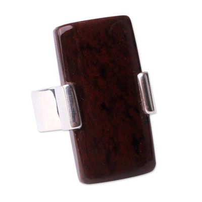 Alternate image for Modern Obsidian and Silver Cocktail Ring Chocolate Hug