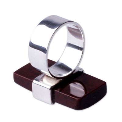 Alternate image for Modern Obsidian and Silver Cocktail Ring Chocolate Hug