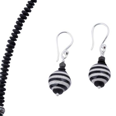 Alternate image for Black Sterling Silver and Ceramic Jewelry Set from Peru Mountain Lady