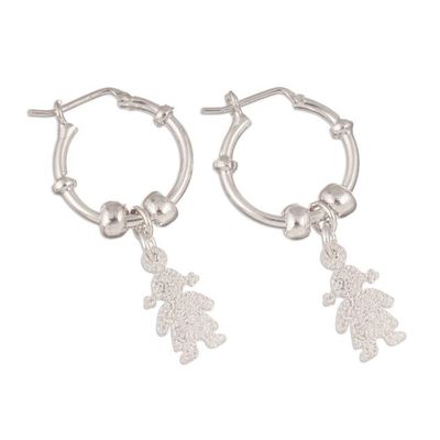 Alternate image for Sterling Silver Hoop Earrings with Girl Motif from Peru Inner Girl