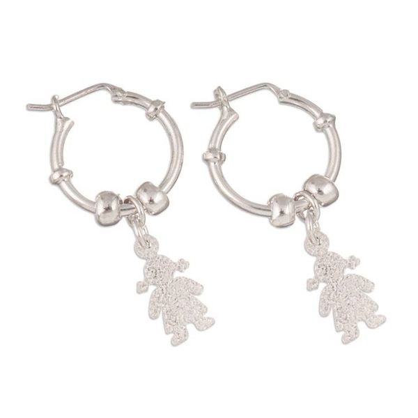 Alternate image for Sterling Silver Hoop Earrings with Girl Motif from Peru Inner Girl