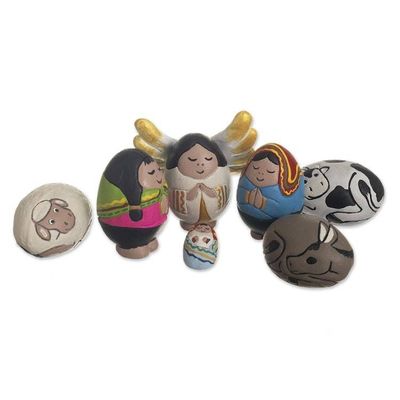 Alternate image for Handmade Nativity Scene from Peru 7 Pieces Eggcellent Christmas