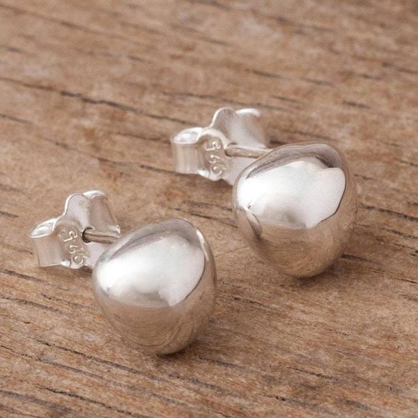 Alternate image for Minimalist Sterling Silver Stud Earrings Bright Abstraction