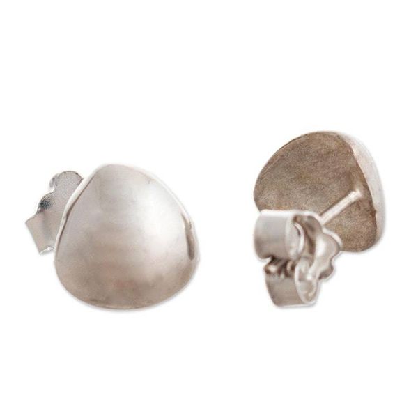 Alternate image for Minimalist Sterling Silver Stud Earrings Bright Abstraction