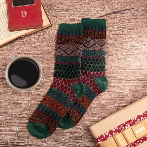Alternate image for Mens Patterned Knit Green Alpaca Blend Socks from Peru Authentic Green
