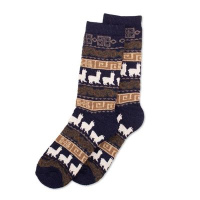 Alternate image for Mens Navy Blue Alpaca Blend Socks Authentic Navy