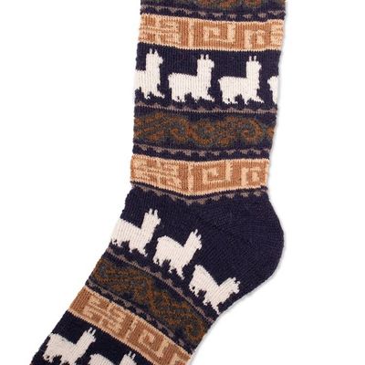 Alternate image for Mens Navy Blue Alpaca Blend Socks Authentic Navy