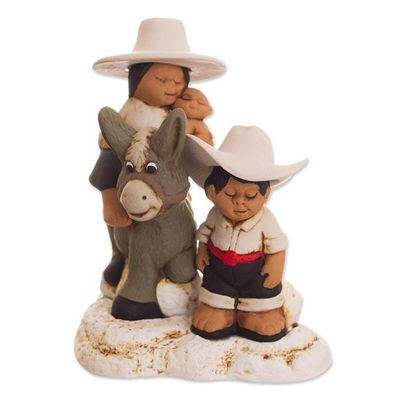Alternate image for Hand-Painted Ceramic Figurine of an Andean Family from Peru Andean Duo