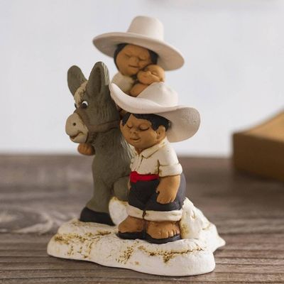 Alternate image for Hand-Painted Ceramic Figurine of an Andean Family from Peru Andean Duo