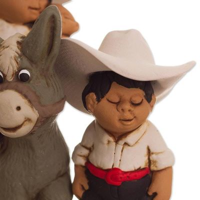 Alternate image for Hand-Painted Ceramic Figurine of an Andean Family from Peru Andean Duo