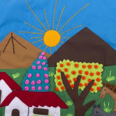 Alternate image for Hand Crafted Arpillera Folk Art Wall Hanging Corn Harvest