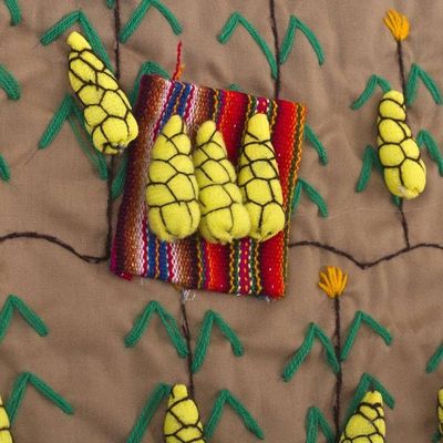 Alternate image for Hand Crafted Arpillera Folk Art Wall Hanging Corn Harvest