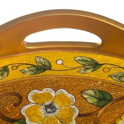 Alternate image for Reverse-Painted Glass Tray with Hummingbird Highland Hummingbird in Gold