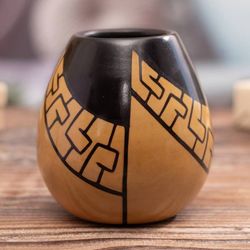 Image for Handcrafted Folk Art Chulucanas Ceramic Decorative Vase Andean Path