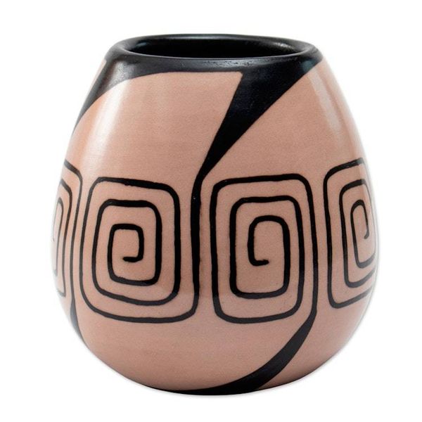 Alternate image for Spiral-Themed Folk Art Chulucanas Ceramic Decorative Vase Spiral of Life