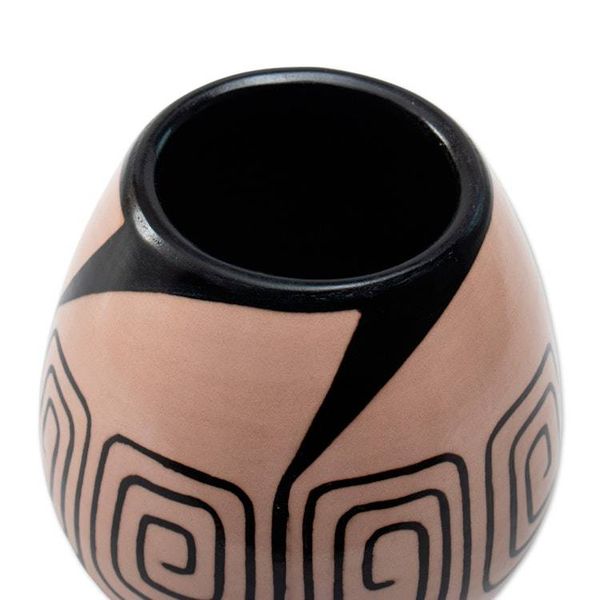 Alternate image for Spiral-Themed Folk Art Chulucanas Ceramic Decorative Vase Spiral of Life