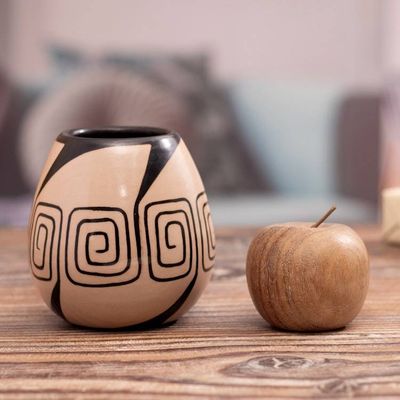 Alternate image for Spiral-Themed Folk Art Chulucanas Ceramic Decorative Vase Spiral of Life