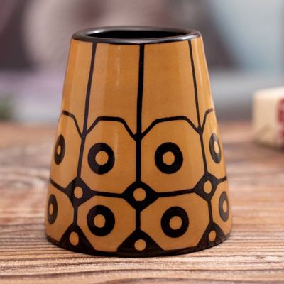 Primary image for Modern Geometric Folk Art Chulucanas Ceramic Decorative Vase Northern Sun
