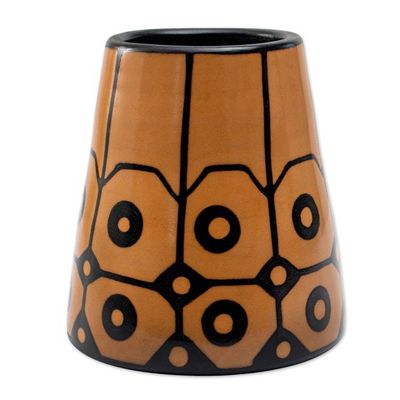 Alternate image for Modern Geometric Folk Art Chulucanas Ceramic Decorative Vase Northern Sun