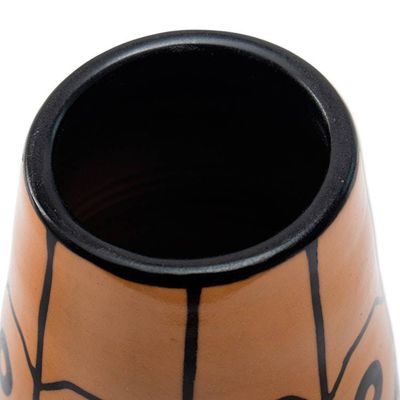 Alternate image for Modern Geometric Folk Art Chulucanas Ceramic Decorative Vase Northern Sun