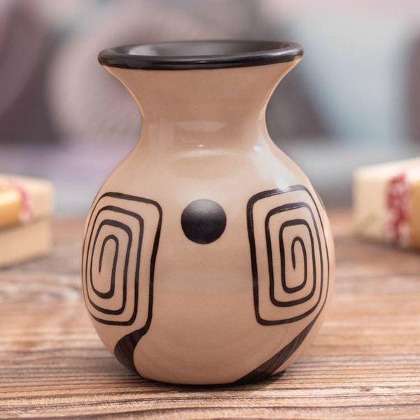 Alternate image for Modern Chulucanas Ceramic Decorative Vase with Spiral Motifs Spiral of Time