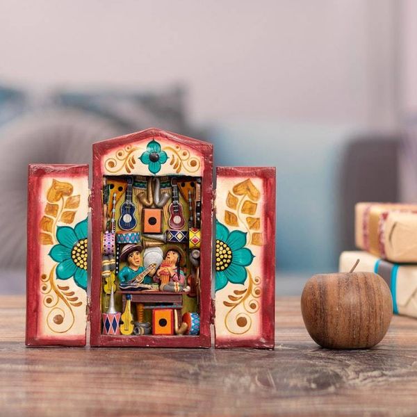 Alternate image for Hand-Painted Wood and Ceramic Retablo of Andean Music Store Andean Music Store
