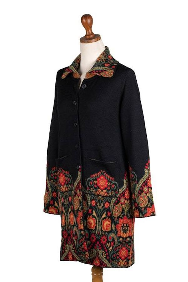 Alternate image for Spring-Themed Floral 100 Baby Alpaca Coat Woven in Peru Heritage Cardigan