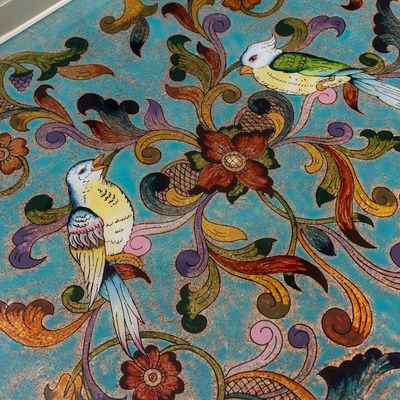 Alternate image for Rectangular Reverse-Painted Glass Tray from Peru Mystic Flora