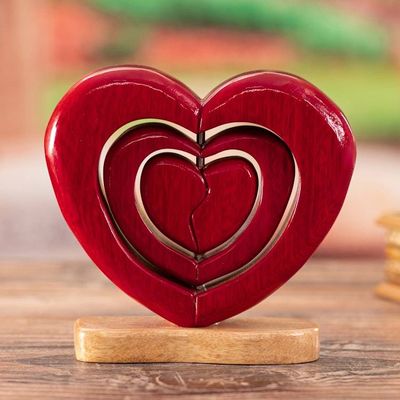 Primary image for Artisan Crafted Womens Heart Shaped Folk Art Sculpture Heart Trio