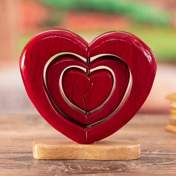 Alternate image for Artisan Crafted Womens Heart Shaped Folk Art Sculpture Heart Trio
