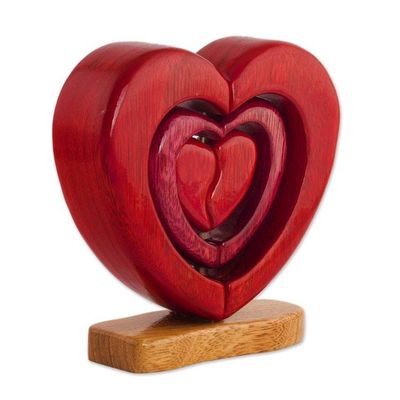 Alternate image for Artisan Crafted Womens Heart Shaped Folk Art Sculpture Heart Trio