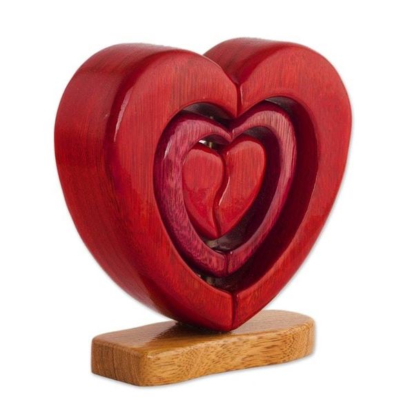 Alternate image for Artisan Crafted Womens Heart Shaped Folk Art Sculpture Heart Trio