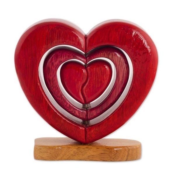 Alternate image for Artisan Crafted Womens Heart Shaped Folk Art Sculpture Heart Trio