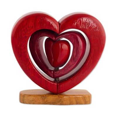 Alternate image for Artisan Crafted Womens Heart Shaped Folk Art Sculpture Heart Trio