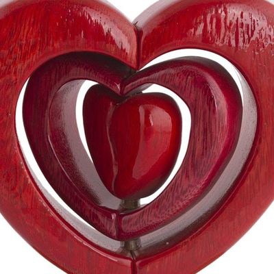 Alternate image for Artisan Crafted Womens Heart Shaped Folk Art Sculpture Heart Trio