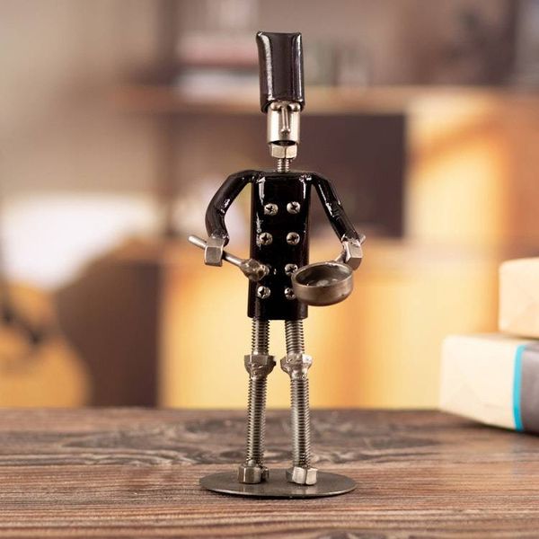 Alternate image for Eco-Friendly Recycled Metal Sculpture of Chef Made in Peru Metallic Flavors