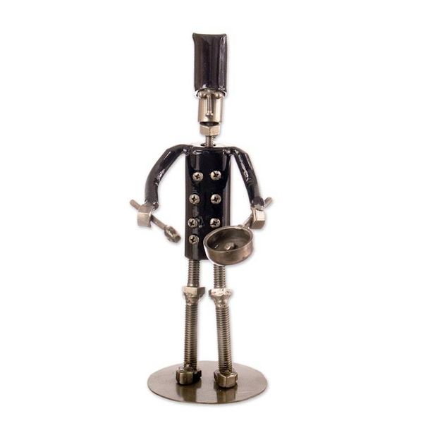 Alternate image for Eco-Friendly Recycled Metal Sculpture of Chef Made in Peru Metallic Flavors