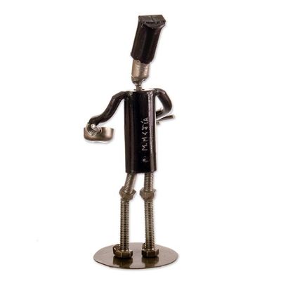 Alternate image for Eco-Friendly Recycled Metal Sculpture of Chef Made in Peru Metallic Flavors