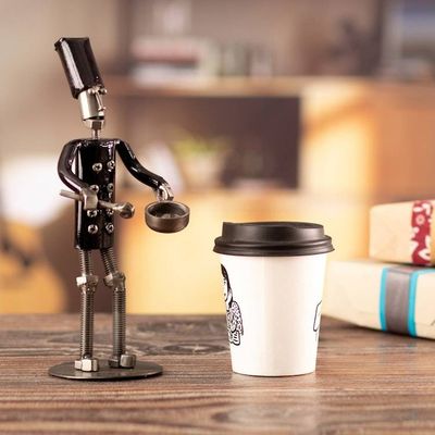 Alternate image for Eco-Friendly Recycled Metal Sculpture of Chef Made in Peru Metallic Flavors