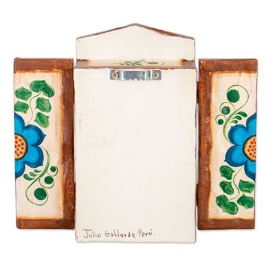 Alternate image for Colorful Wood and Ceramic Retablo of Weavers at Market Colorful Marketplace