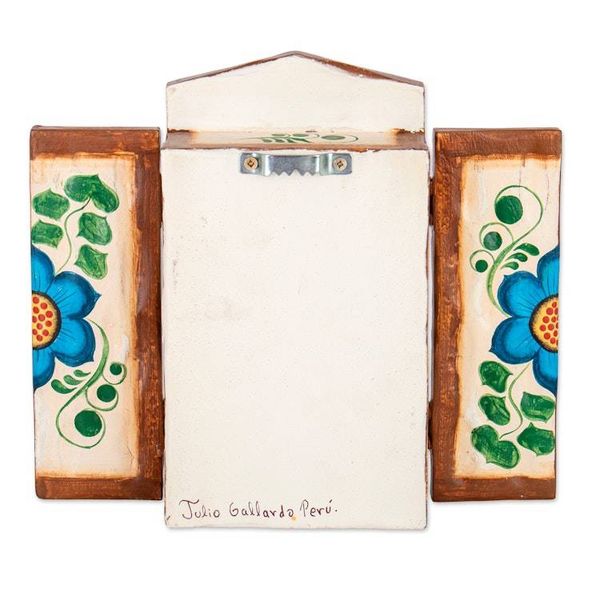 Alternate image for Colorful Wood and Ceramic Retablo of Weavers at Market Colorful Marketplace