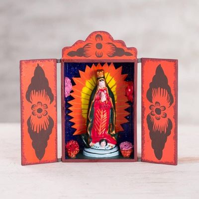 Primary image for Religious Retablo Sculpture Handamade in Peru Virgin of Guadalupe