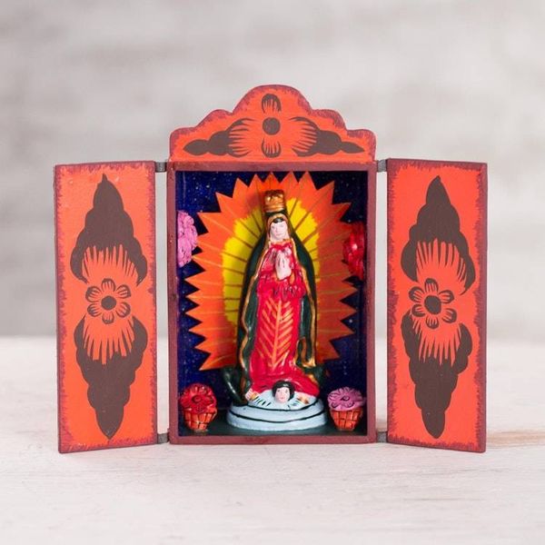 Alternate image for Religious Retablo Sculpture Handamade in Peru Virgin of Guadalupe