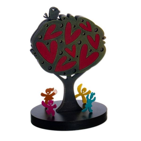 Alternate image for Handcrafted Aluminum Sculpture of Happy Children Tree  Bird Fun