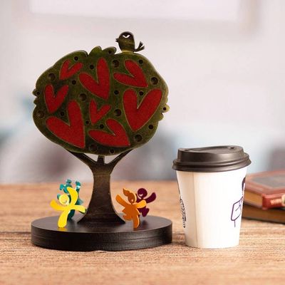 Alternate image for Handcrafted Aluminum Sculpture of Happy Children Tree  Bird Fun