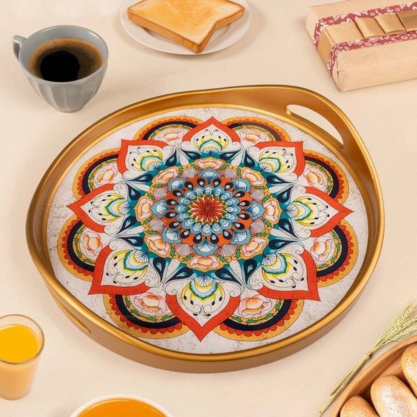 Alternate image for Artisan Crafted Reverse-Painted Glass Tray Healing Colors