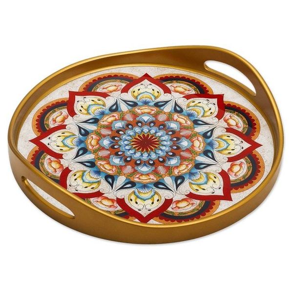 Alternate image for Artisan Crafted Reverse-Painted Glass Tray Healing Colors