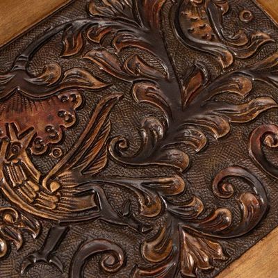 Alternate image for Baroque-Inspired 2-Piece Mohena Wood and Leather Tray Set Embossed Traditions